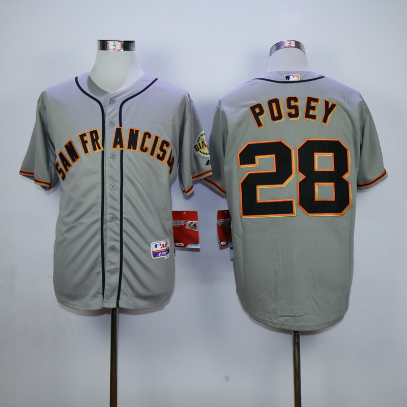 Men San Francisco Giants #28 Posey Grey MLB Jerseys->san francisco giants->MLB Jersey